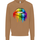 LGBT Bitten Rainbow Lip Gay Pride Day Mens Sweatshirt Jumper Caramel Latte