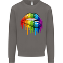 LGBT Bitten Rainbow Lip Gay Pride Day Mens Sweatshirt Jumper Charcoal