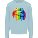 LGBT Bitten Rainbow Lip Gay Pride Day Mens Sweatshirt Jumper Light Blue