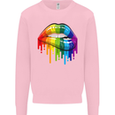 LGBT Bitten Rainbow Lip Gay Pride Day Mens Sweatshirt Jumper Light Pink
