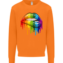 LGBT Bitten Rainbow Lip Gay Pride Day Mens Sweatshirt Jumper Orange