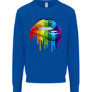 LGBT Bitten Rainbow Lip Gay Pride Day Mens Sweatshirt Jumper Royal Blue