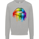 LGBT Bitten Rainbow Lip Gay Pride Day Mens Sweatshirt Jumper Sports Grey