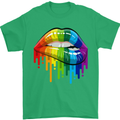 LGBT Bitten Rainbow Lip Gay Pride Day Mens T-Shirt Cotton Gildan Irish Green