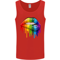 LGBT Bitten Rainbow Lip Gay Pride Day Mens Vest Tank Top Red
