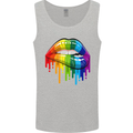 LGBT Bitten Rainbow Lip Gay Pride Day Mens Vest Tank Top Sports Grey