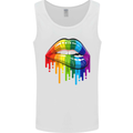 LGBT Bitten Rainbow Lip Gay Pride Day Mens Vest Tank Top White