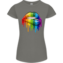 LGBT Bitten Rainbow Lip Gay Pride Day Womens Petite Cut T-Shirt Charcoal