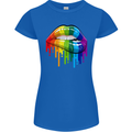 LGBT Bitten Rainbow Lip Gay Pride Day Womens Petite Cut T-Shirt Royal Blue