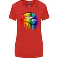 LGBT Bitten Rainbow Lip Gay Pride Day Womens Wider Cut T-Shirt Red