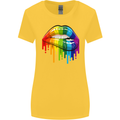 LGBT Bitten Rainbow Lip Gay Pride Day Womens Wider Cut T-Shirt Yellow
