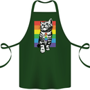 LGBT Cat Gay Pride Day Awareness Cotton Apron 100% Organic Forest Green