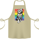 LGBT Cat Gay Pride Day Awareness Cotton Apron 100% Organic Khaki