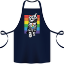 LGBT Cat Gay Pride Day Awareness Cotton Apron 100% Organic Navy Blue