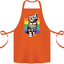 LGBT Cat Gay Pride Day Awareness Cotton Apron 100% Organic Orange