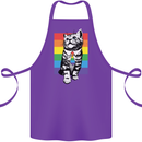 LGBT Cat Gay Pride Day Awareness Cotton Apron 100% Organic Purple