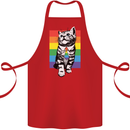 LGBT Cat Gay Pride Day Awareness Cotton Apron 100% Organic Red