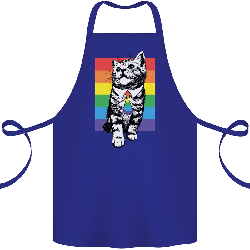 LGBT Cat Gay Pride Day Awareness Cotton Apron 100% Organic Royal Blue