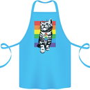 LGBT Cat Gay Pride Day Awareness Cotton Apron 100% Organic Turquoise
