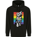 LGBT Cat Gay Pride Day Awareness Mens 80% Cotton Hoodie Black