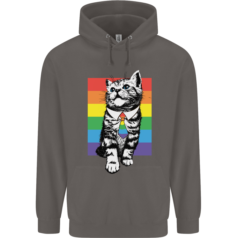 LGBT Cat Gay Pride Day Awareness Mens 80% Cotton Hoodie Charcoal