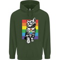 LGBT Cat Gay Pride Day Awareness Mens 80% Cotton Hoodie Forest Green