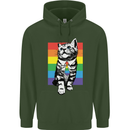 LGBT Cat Gay Pride Day Awareness Mens 80% Cotton Hoodie Forest Green