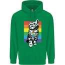 LGBT Cat Gay Pride Day Awareness Mens 80% Cotton Hoodie Irish Green