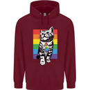 LGBT Cat Gay Pride Day Awareness Mens 80% Cotton Hoodie Maroon