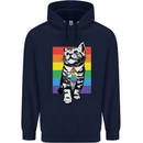 LGBT Cat Gay Pride Day Awareness Mens 80% Cotton Hoodie Navy Blue