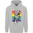 LGBT Cat Gay Pride Day Awareness Mens 80% Cotton Hoodie Sports Grey