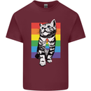 LGBT Cat Gay Pride Day Awareness Mens Cotton T-Shirt Tee Top Maroon