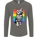 LGBT Cat Gay Pride Day Awareness Mens Long Sleeve T-Shirt Charcoal