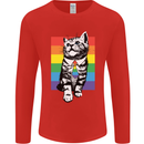 LGBT Cat Gay Pride Day Awareness Mens Long Sleeve T-Shirt Red