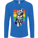 LGBT Cat Gay Pride Day Awareness Mens Long Sleeve T-Shirt Royal Blue