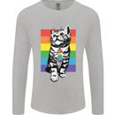LGBT Cat Gay Pride Day Awareness Mens Long Sleeve T-Shirt Sports Grey