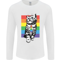 LGBT Cat Gay Pride Day Awareness Mens Long Sleeve T-Shirt White