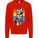 LGBT Cat Gay Pride Day Awareness Mens Sweatshirt Jumper Bright Red