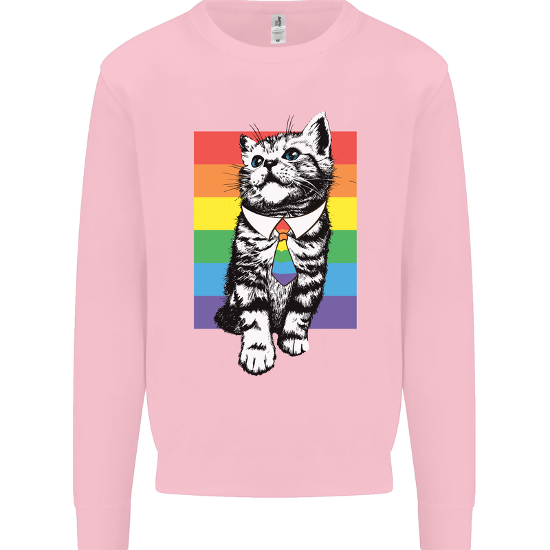 LGBT Cat Gay Pride Day Awareness Mens Sweatshirt Jumper Light Pink