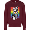 LGBT Cat Gay Pride Day Awareness Mens Sweatshirt Jumper Maroon