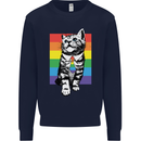 LGBT Cat Gay Pride Day Awareness Mens Sweatshirt Jumper Navy Blue