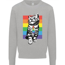 LGBT Cat Gay Pride Day Awareness Mens Sweatshirt Jumper Sports Grey