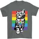 LGBT Cat Gay Pride Day Awareness Mens T-Shirt 100% Cotton Charcoal