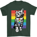 LGBT Cat Gay Pride Day Awareness Mens T-Shirt 100% Cotton Forest Green