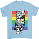 LGBT Cat Gay Pride Day Awareness Mens T-Shirt 100% Cotton Light Blue