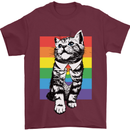 LGBT Cat Gay Pride Day Awareness Mens T-Shirt 100% Cotton Maroon