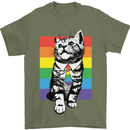 LGBT Cat Gay Pride Day Awareness Mens T-Shirt 100% Cotton Military Green