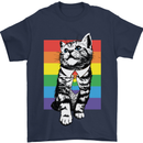 LGBT Cat Gay Pride Day Awareness Mens T-Shirt 100% Cotton Navy Blue