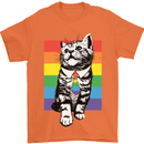 LGBT Cat Gay Pride Day Awareness Mens T-Shirt 100% Cotton Orange