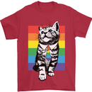 LGBT Cat Gay Pride Day Awareness Mens T-Shirt 100% Cotton Red
